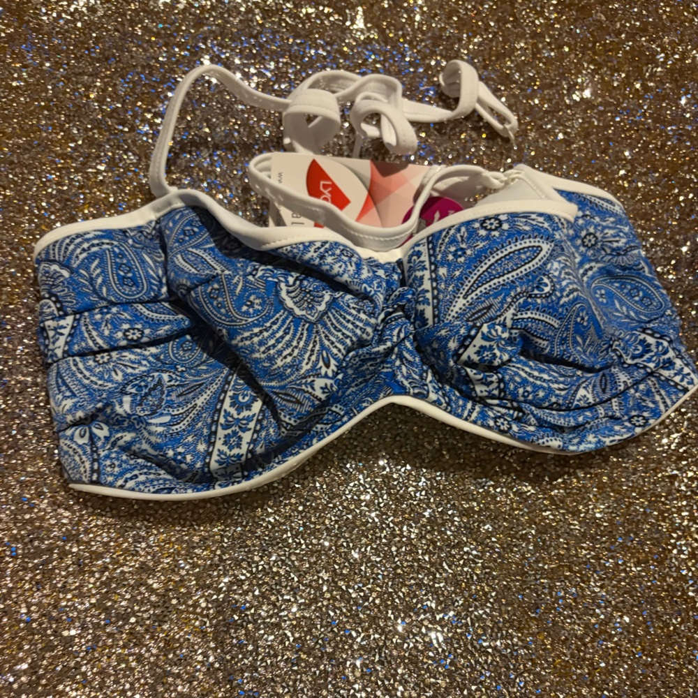 Blue Paisley Bikini Top